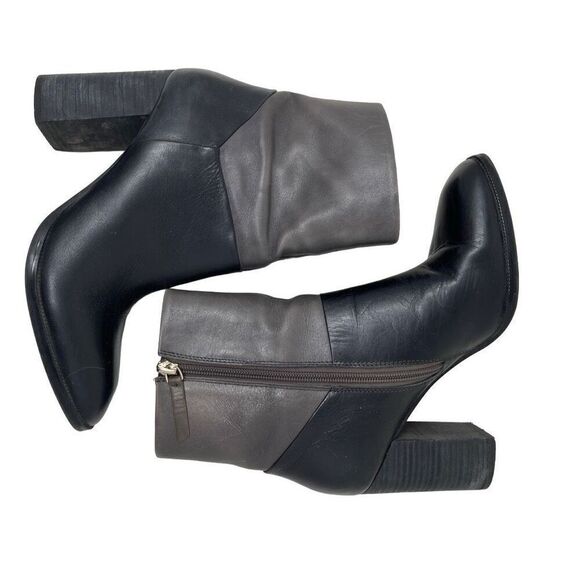 Aldo Womens Colorblock Leather Block Heel Catheryn Ankle Boots Black & Gray Sz 8 - Picture 4 of 9